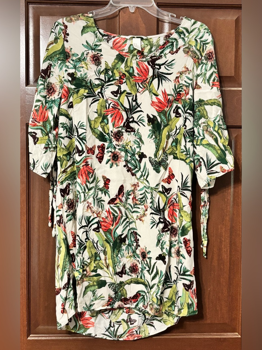 H&M tunic dress kimono beach cover size 10. Butterfly moth tropical!